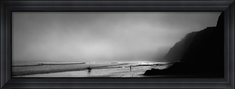 Framed Surfers on the beach, Point Reyes National Seashore, Marin County, California, USA Print