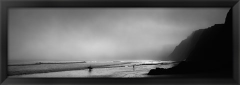Framed Surfers on the beach, Point Reyes National Seashore, Marin County, California, USA Print