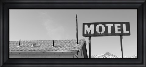 Framed Low angle view of a motel sign, Eastern Sierra, Lone Pine, California, USA Print