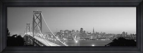 Framed Bay Bridge at Night, San Francisco (black &amp; white) Print