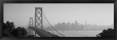 Framed San Francisco Skyline with Bay Bridge (black &amp; white) Print