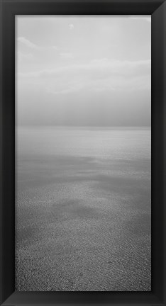 Framed Reflection of clouds on water, Lake Geneva, Switzerland (black and white) Print