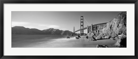 Framed Golden Gate Bridge and Mountain View (black &amp; white) Print