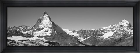 Framed Matterhorn Switzerland in Black and White Print