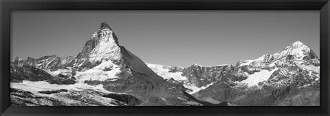 Framed Matterhorn Switzerland in Black and White Print