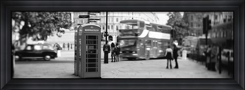 Framed Phone Box, Trafalgar Square, England (black and white) Print