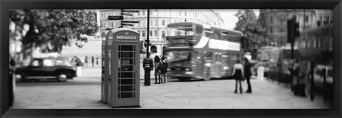 Framed Phone Box, Trafalgar Square, England (black and white) Print