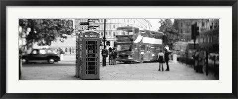 Framed Phone Box, Trafalgar Square, England (black and white) Print