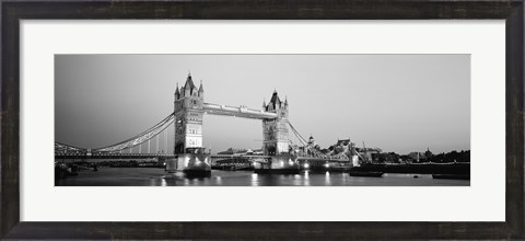 Framed Tower Bridge London England (Black and White) Print