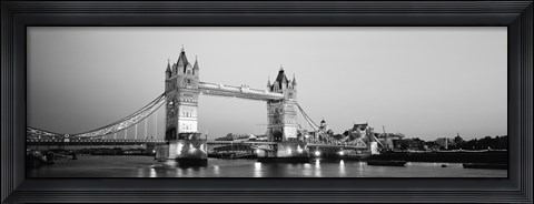 Framed Tower Bridge London England (Black and White) Print