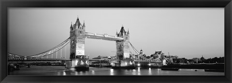 Framed Tower Bridge London England (Black and White) Print