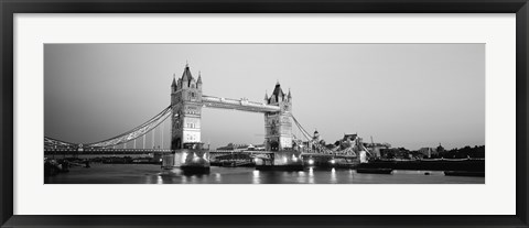 Framed Tower Bridge London England (Black and White) Print