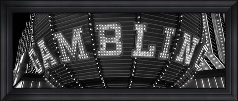 Framed Las Vegas gambling sign in Black and White, Nevada Print