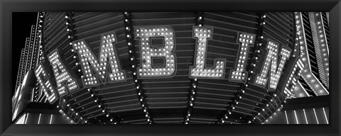 Framed Las Vegas gambling sign in Black and White, Nevada Print