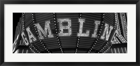 Framed Las Vegas gambling sign in Black and White, Nevada Print