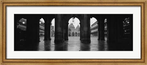 Framed Arcade of a building, St. Mark&#39;s Square, Venice, Italy (Black &amp; White) Print