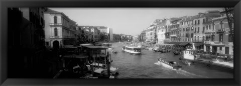 Framed Grand Canal in black and white, Venice, Italy Print