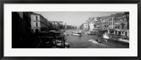 Framed Grand Canal in black and white, Venice, Italy Print