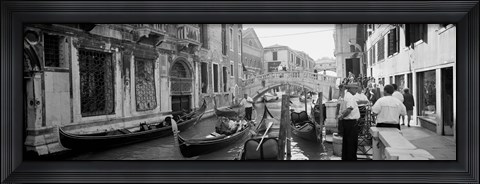 Framed Buildings along a canal, Grand Canal, Rio Di Palazzo, Venice, Italy (black and white) Print