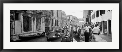 Framed Buildings along a canal, Grand Canal, Rio Di Palazzo, Venice, Italy (black and white) Print