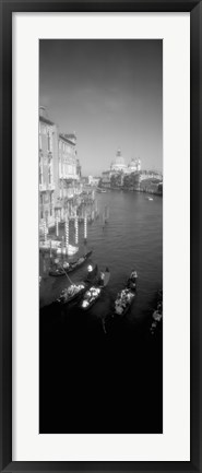 Framed Gondolas in the Grand Canal, Venice, Italy (vertical, black &amp; white) Print