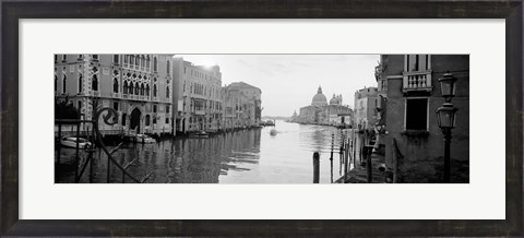 Framed Buildings along a canal, view from Ponte dell&#39;Accademia, Grand Canal, Venice, Italy (black and white) Print