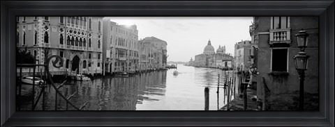 Framed Buildings along a canal, view from Ponte dell&#39;Accademia, Grand Canal, Venice, Italy (black and white) Print