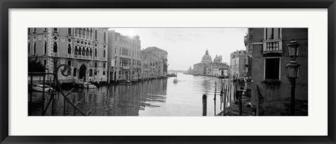 Framed Buildings along a canal, view from Ponte dell&#39;Accademia, Grand Canal, Venice, Italy (black and white) Print