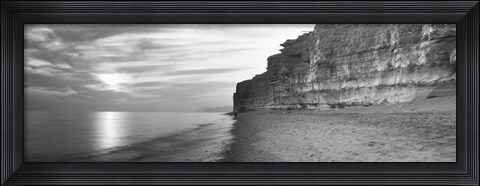 Framed Rock formations on the beach, Burton Bradstock, Dorset, England Print