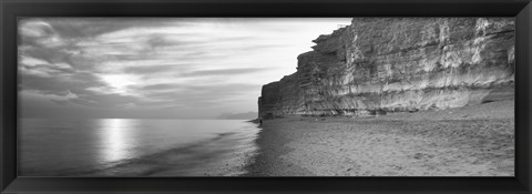 Framed Rock formations on the beach, Burton Bradstock, Dorset, England Print
