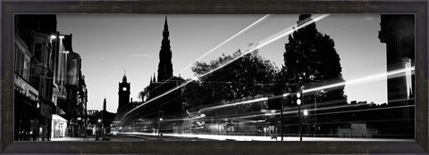 Framed Traffic on the street, Princes Street, Edinburgh, Scotland Print