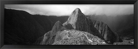 Framed Ruins, Machu Picchu, Peru (black and white) Print