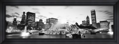Framed Buckingham Fountain, Grant Park, Chicago, Illinois (black &amp; white) Print