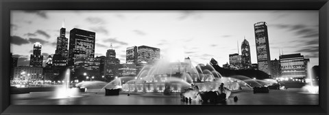 Framed Buckingham Fountain, Grant Park, Chicago, Illinois (black &amp; white) Print