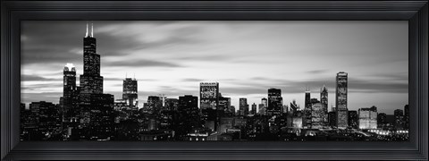 Framed Skyscrapers At Dusk, Chicago, Illinois (black &amp; white) Print