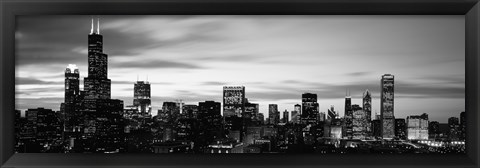 Framed Skyscrapers At Dusk, Chicago, Illinois (black &amp; white) Print