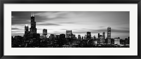 Framed Skyscrapers At Dusk, Chicago, Illinois (black &amp; white) Print