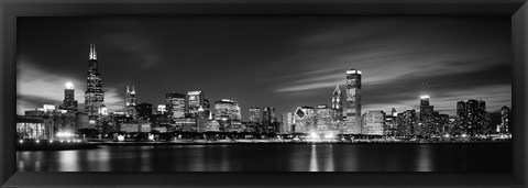 Framed Black and white view of Chicago, Illinois Print