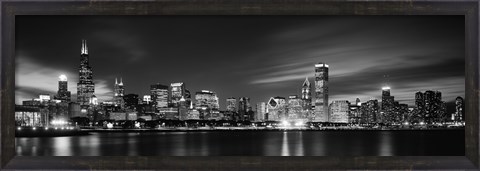 Framed Black and white view of Chicago, Illinois Print
