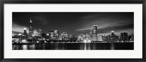 Framed Black and white view of Chicago, Illinois Print