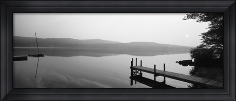 Framed Pier, Pleasant Lake, New Hampshire, USA Print