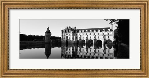 Framed Chateau de Chenonceaux Loire Valley France (black and white) Print