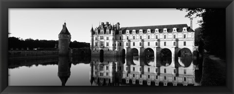 Framed Chateau de Chenonceaux Loire Valley France (black and white) Print