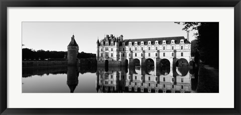 Framed Chateau de Chenonceaux Loire Valley France (black and white) Print