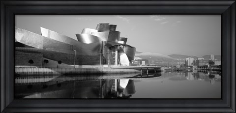 Framed Reflection of a museum on water, Guggenheim Museum, Bilbao, Spain Print