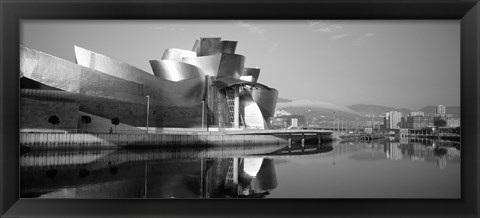 Framed Reflection of a museum on water, Guggenheim Museum, Bilbao, Spain Print