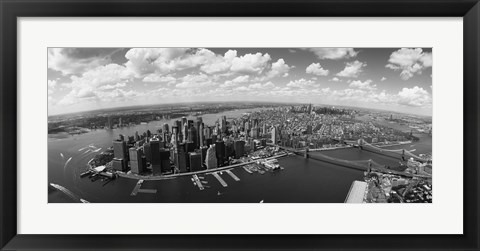 Framed Aerial View of New York City (black &amp; white) Print