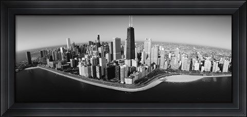 Framed Aerial view of buildings in a city, Lake Michigan, Lake Shore Drive, Chicago, Illinois, USA Print