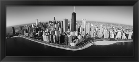 Framed Aerial view of buildings in a city, Lake Michigan, Lake Shore Drive, Chicago, Illinois, USA Print