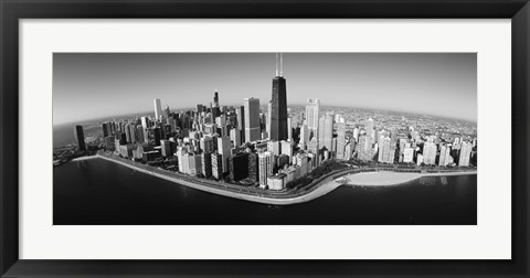 Framed Aerial view of buildings in a city, Lake Michigan, Lake Shore Drive, Chicago, Illinois, USA Print